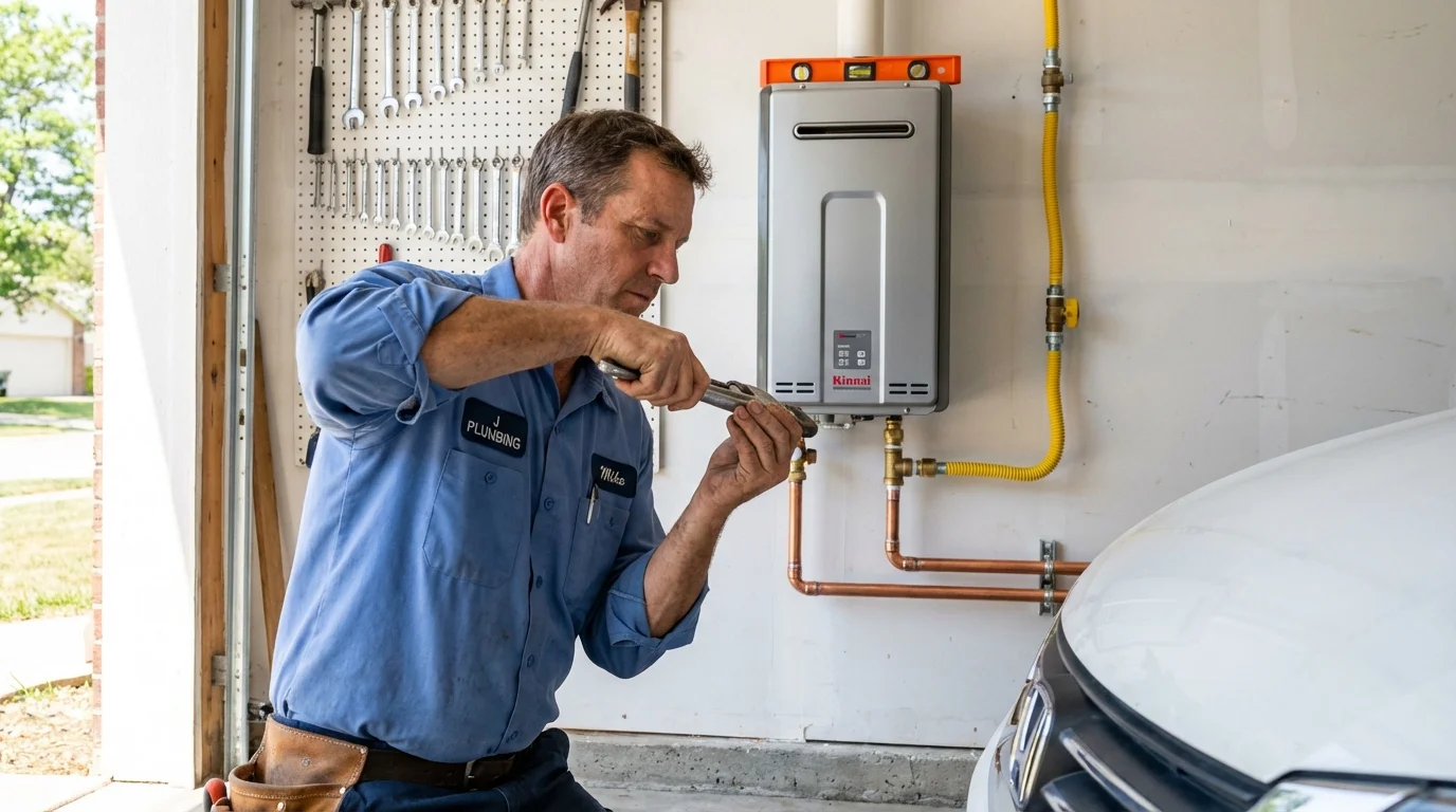 Tankless water heater installation by a Johns Plumbing LLC plumber in Claude